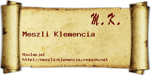 Meszli Klemencia névjegykártya